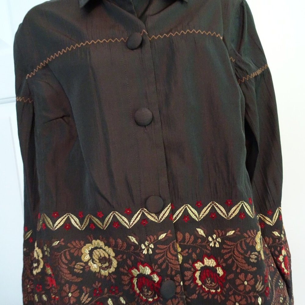Size 12 Brown Lined Jacket w. Metallics